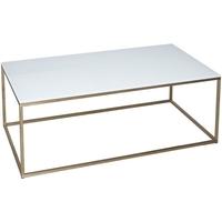 Gillmore Space Kensal White Coffee Table - with Brass Base Rectangular