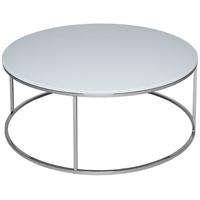 Gillmore Space Kensal White Coffee Table - with Polished Steel Base Circular