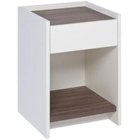 Gillmore Space Essentials White Bedside Cabinet - with Walnut