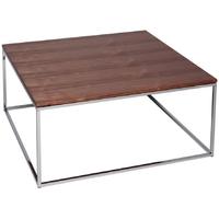Gillmore Space Kensal Walnut Coffee Table - with Polished Steel Base Square