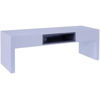 Gillmore Space Savoye White Low Console Table - with Graphite Accent