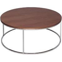 Gillmore Space Kensal Walnut Coffee Table - with Polished Steel Base Circular