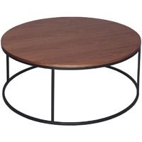 gillmore space kensal walnut coffee table with black base circular