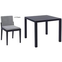 Gillmore Space Cordoba Wenge Dining Set with 4 Fabric Grey Chairs - Small Square