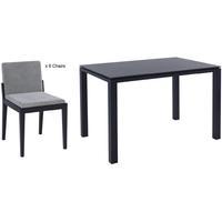 gillmore space cordoba wenge dining set with 6 fabric grey chairs rect ...