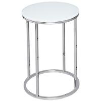 Gillmore Space Kensal White Side Table - with Polished Base Circular