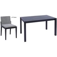 gillmore space cordoba wenge dining set with 6 fabric grey chairs exte ...