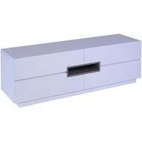 Gillmore Space Savoye White Low TV Sideboard - 2 Doors 2 Drawers with Stone Accent