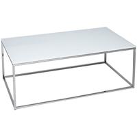 Gillmore Space Kensal White Coffee Table - with Polished Steel Base Rectangular