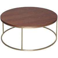 gillmore space kensal walnut coffee table with brass base circular