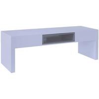 Gillmore Space Savoye White Low Console Table - with Stone Accent