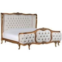 Gilt 6ft Queen Size Upholstered Buttoned Bed