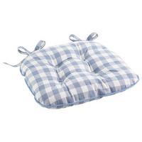 gingham button effect seat pad blue cotton