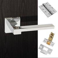 Ginevra Forme Designer Fire Lever on Minimal Square Rose - Polished Chrome Handle Pack