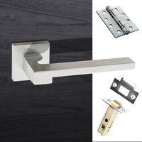 Ginevra Forme Designer Fire Lever on Minimal Square Rose - Satin Chrome Handle Pack