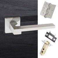 Ginevra Forme Designer Lever on Minimal Square Rose - Satin Chrome Handle Pack