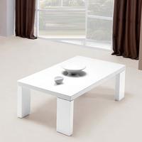 Giovanni Glass Top Coffee Table in White With High Gloss Legs