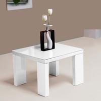 Giovanni Glass Top Lamp Table in White With High Gloss Legs
