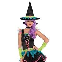Girl Neon Witch Fancy Dress Costume Teens Halloween Outfit Size - 12 Yrs