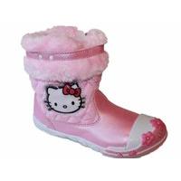 Girls Kids Hello Kitty Fur Trim Winter Snugg Quilted Snow Boot Shoe