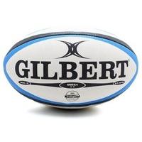 Gilbert Men\'s Omega Match Rugby Ball - Blue/Black, Size 4
