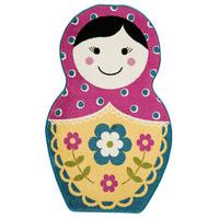 Girls Pink & Yellow Russian Doll Bedroom Rug