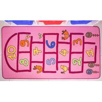 Girls Bright Pink Playtime Fun Kids Hopscotch Rugs - 80cm x 150cm