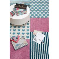 girls pink blue hearts stripes bedroom rug