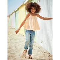 Girls Broderie Anglaise Top grey-blue