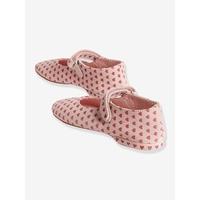 Girls Leather Slippers printed pink