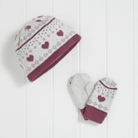 Girls Heart Fairisle Hat And Mitts Set (1-6yrs)