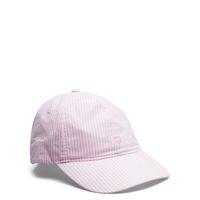 Girl Oxford Banker Stripe Cap - Bright Pink