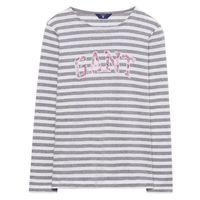 Girls Striped Rib T-shirt 3-12 Yrs - Grey Melange