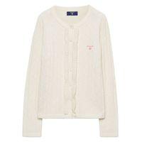 Girls Frilled Cable Cardigan 3-8 Yrs - Offwhite