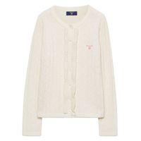 Girls Frilled Cable Cardigan 9-15 Yrs - Offwhite