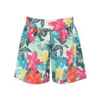 Girls crepe relaxed fit colourful tropical floral print summer shorts - Multicolour