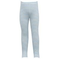 Girls full length light stretch fabric blue and white stripe pattern elasticated waistband leggings - Blue and White