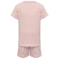 girls pink short broderie anglaise sleeve elasticated waistband t shir ...