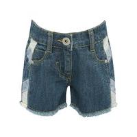 girls kite and cosmic blue denim patchwork design five pocket frayed h ...