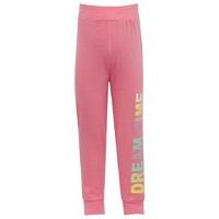 Girls Pure cotton Full length elasticated Pull on Dream time slogan pyjama bottoms - Pink