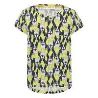 Girls Kite and Cosmic lime green 100% cotton short sleeve crew neck French bulldog printed t-shirt - Lime