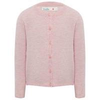 Girls long sleeve round neck button down plain classic knitted cardigan - Light Pink