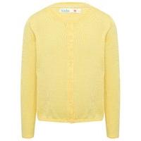 Girls long sleeve round neck button down plain classic knitted cardigan L - Lemon
