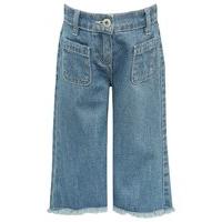 Girls Kite and Cosmic 100% cotton light wash denim adjustable waistband frayed hem culottes - Denim