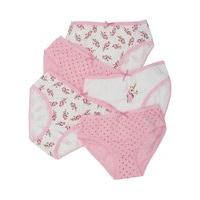 Girls 100% Cotton Pink Unicorn And Polka Dot Design Everyday Briefs - 5 Pack - Pink