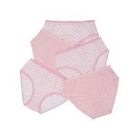 Girls 100% cotton pink plain and floral print bow detail pretty briefs - 5 pack - Multicolour
