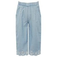 girls 100 cotton light blue stretch waistband embroidered flower desig ...