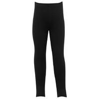 Girls full length plain black pull on cotton rich everyday leggings - Black