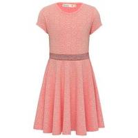 Girls pink short sleeve floral jacquard silver elasticated waistband skater dress - Pink