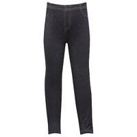 Girls full length casual stretch elasticated waist dark wash denim look jeggings - Denim